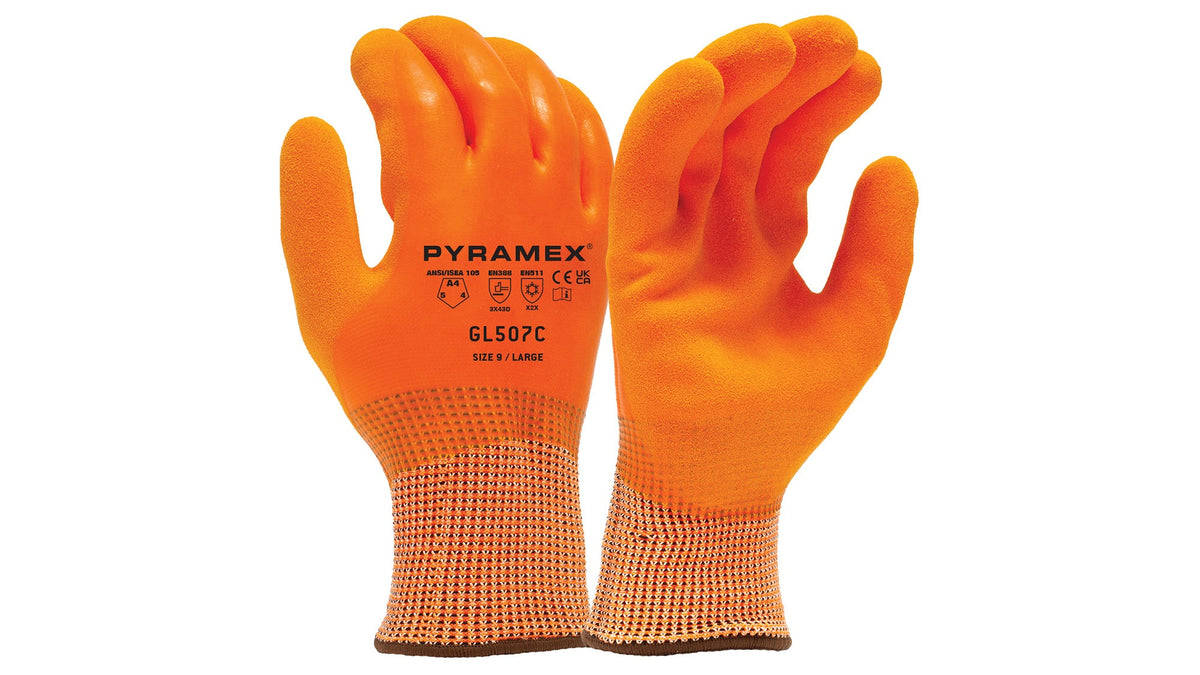 Pyramex GL507C - Insulated Double Dipped Sandy + Smooth Latex A4 Cut Cold Stress PPE Small model GL507CS