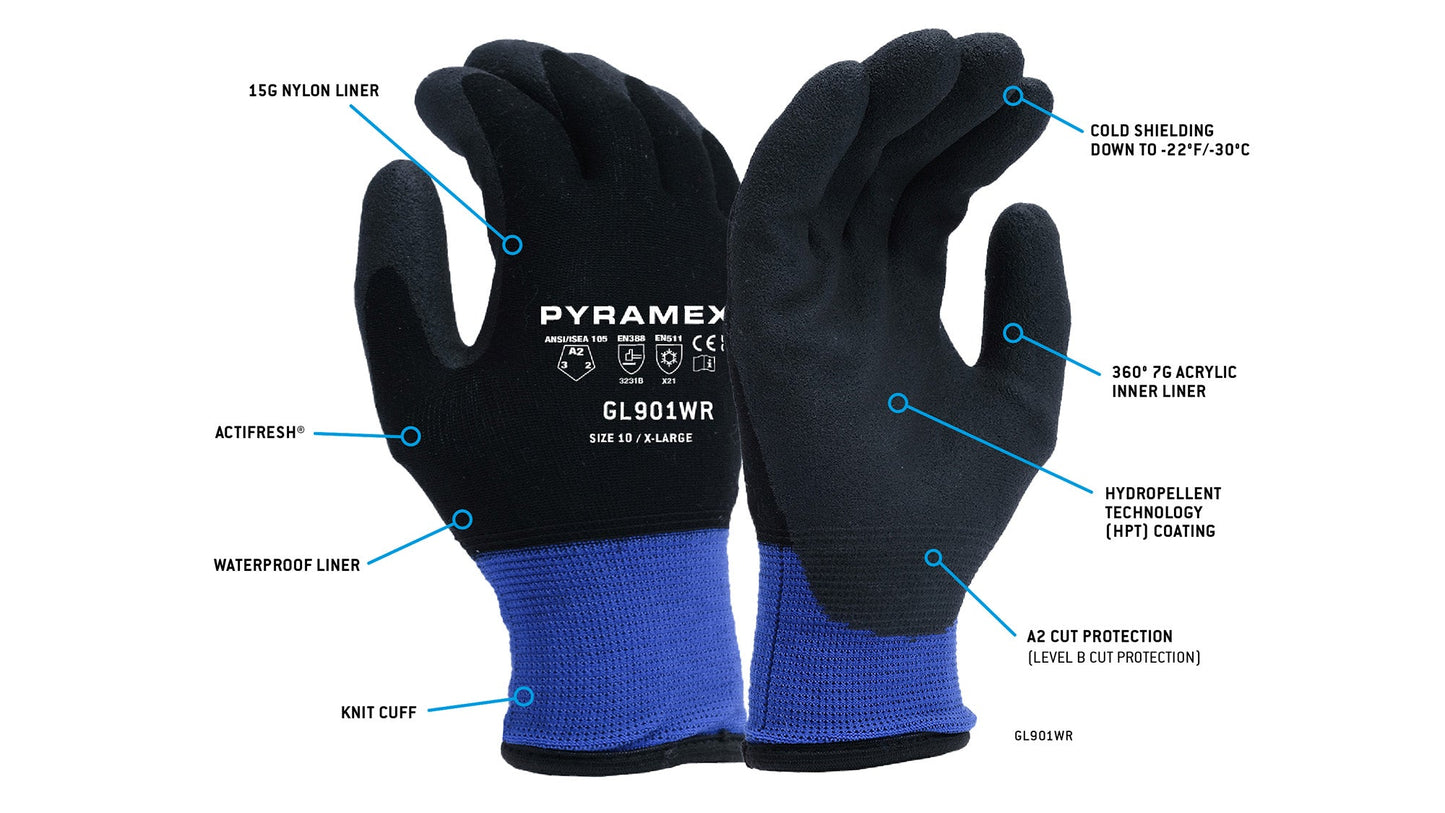 Pyramex GL901WR - Insulated HPT A2 Cut Cold Stress PPE Small model GL901WRS