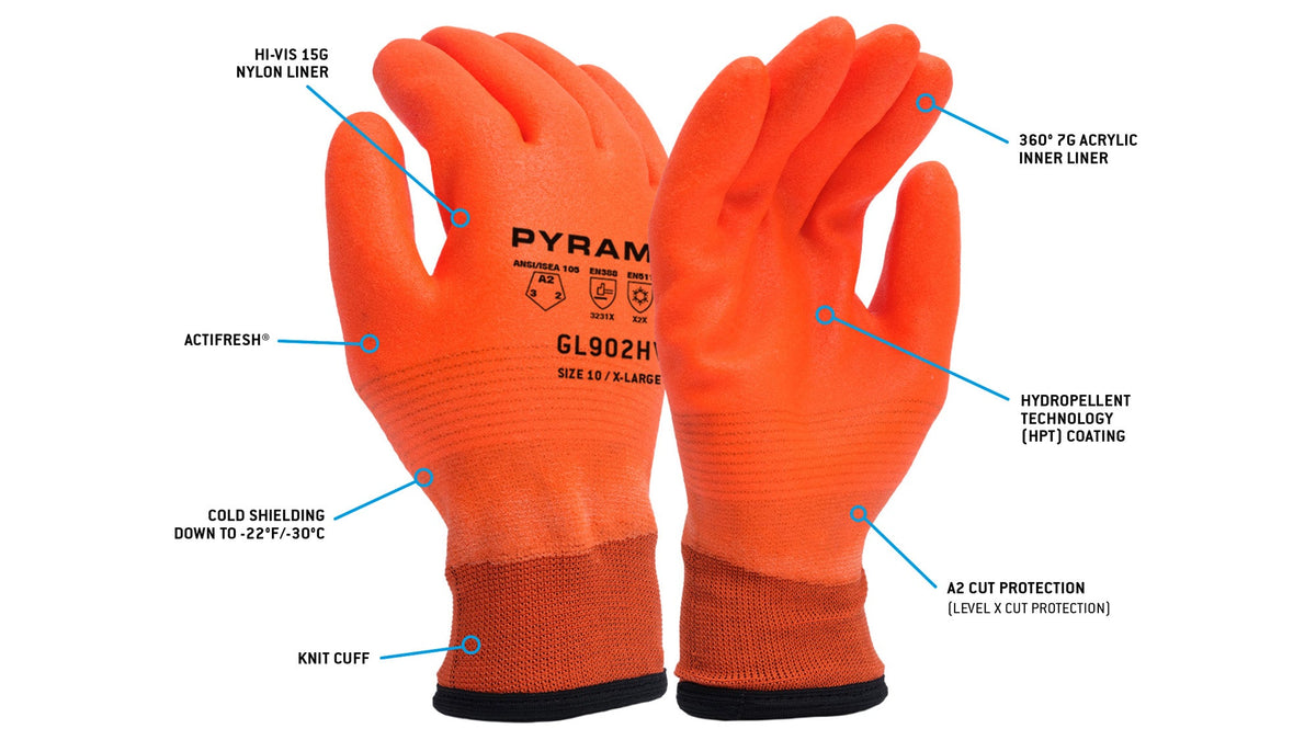 Pyramex GL902HV - Insulated HPT A2 Cut Cold Stress PPE Small model GL902HVS