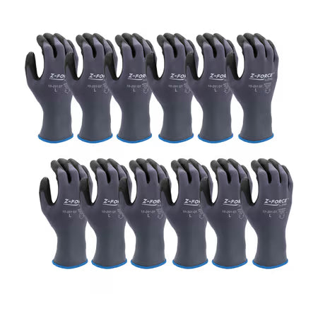 ZING General Purpose Glove, 18G Dark Green Bio-base Nylon+Spandex liner, black Nitrile palm coated