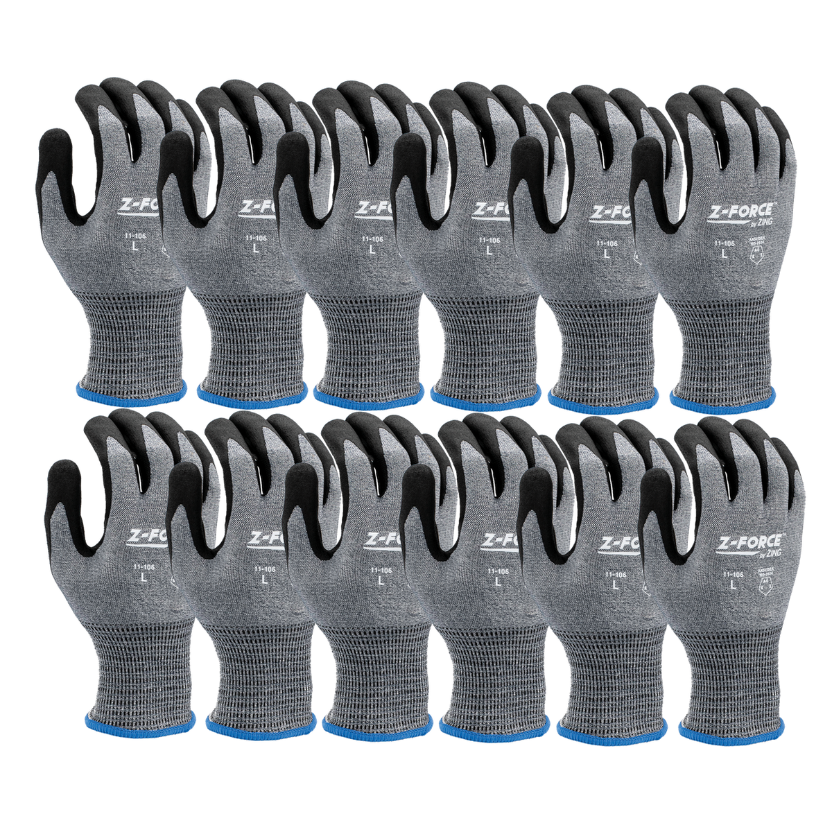 ZING Z-Force Cut Glove, 18G A6 Dark Grey Bio-Based Fiber/Hppe Shell Nano-Sandy Bio-Based Ppu Palm Coated, Touchscreen - official Zing product image 3