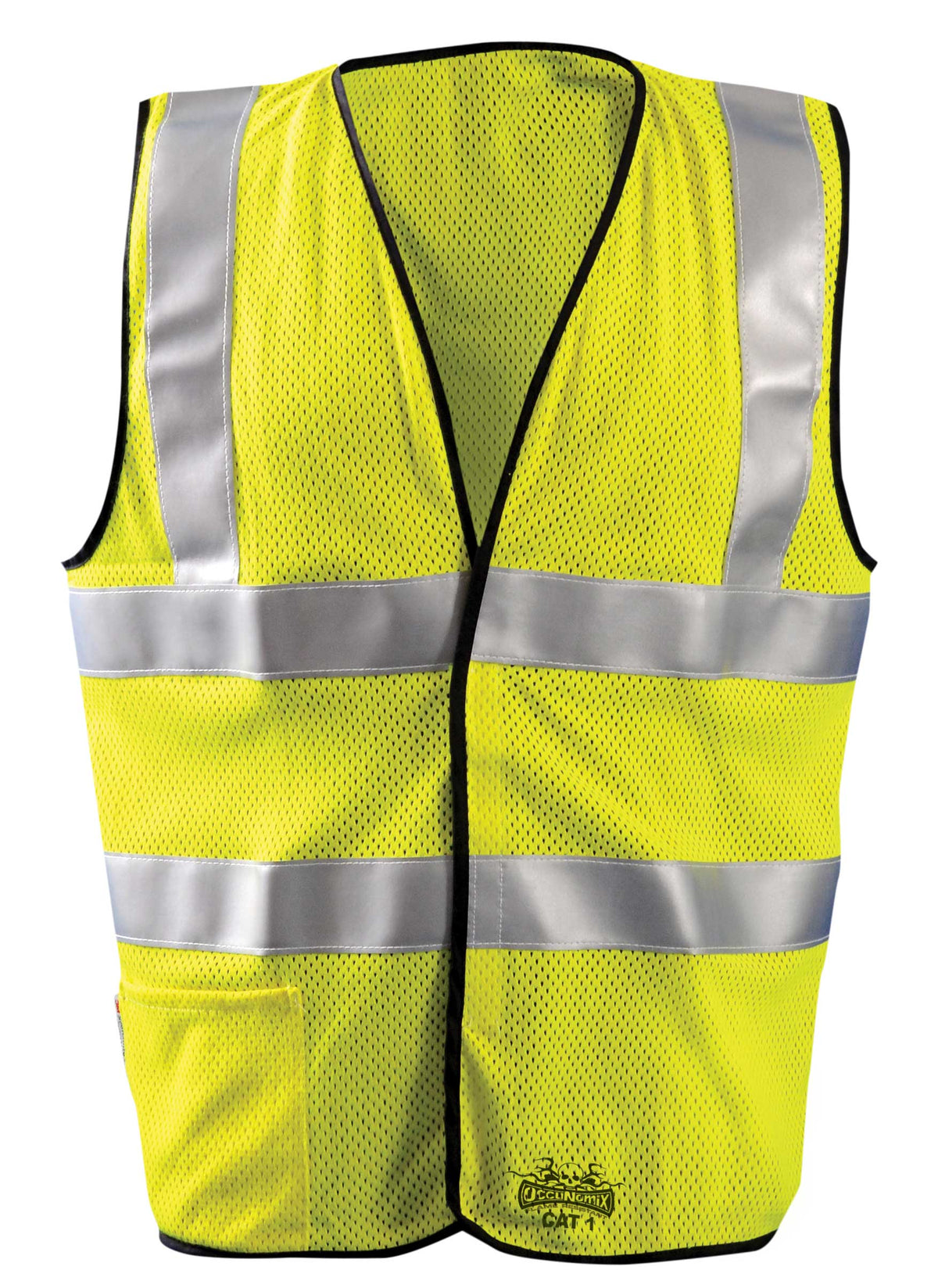 Occunomix Premium Flame Resistant Dual Stripe Mesh Vest Flame Resistant Safety Apparel Yellow XL model LUX-SSFGCFR-YXL