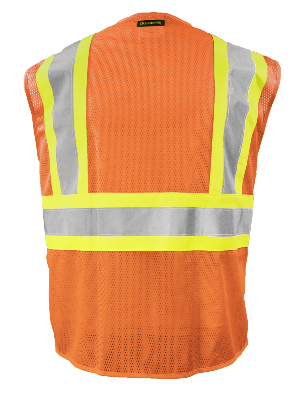 Occunomix Mesh 2-Tone Vest Hi-Vis Safety Vests Orange XL model LUX-SSM2TZ-OXL