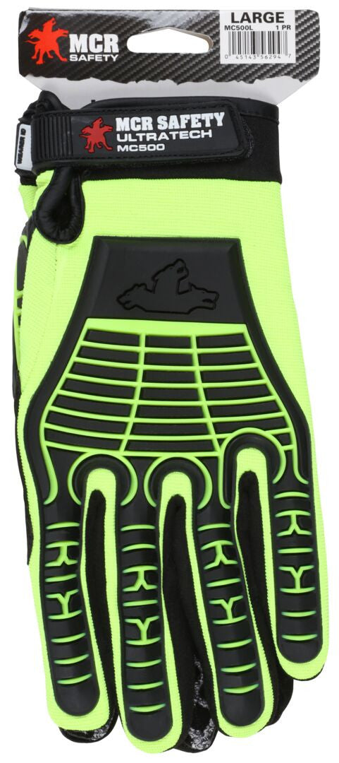 UltraTech CutPro Mechanic Gloves, HPPE/Synthetic, ANSI A4 Cut, Silicone Palm, TPR Impact Back