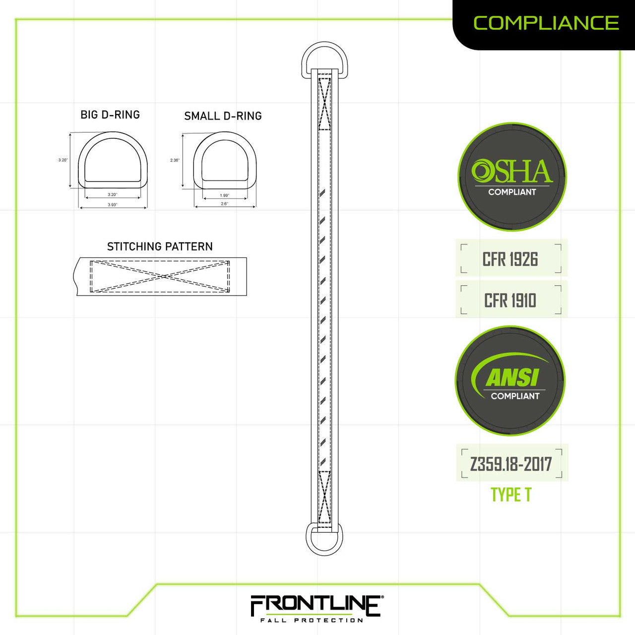 Frontline Fall MPS03 Frontline MPS Cross Arm Strap with Reinforced Webbing Polyurethane product image