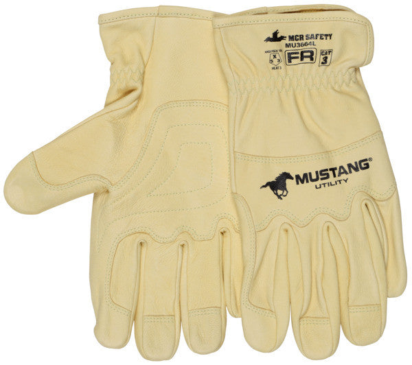Mustang HiDex Grain Goatskin Driver Gloves, FR Arc Rated, Double Palm, Kevlar Sewn