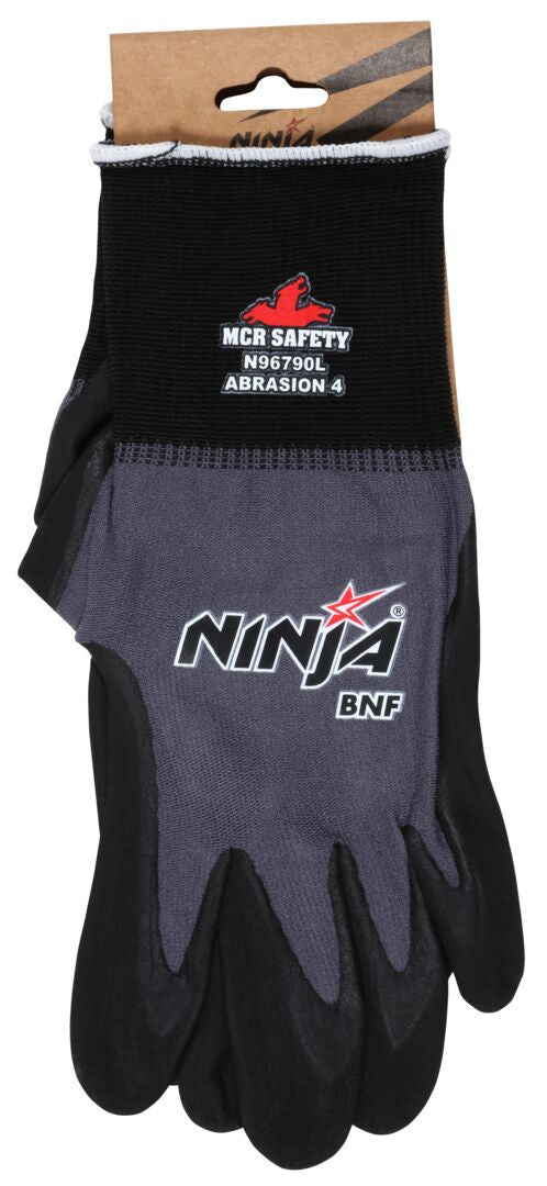 Ninja BNF Work Gloves, 15-Gauge Nylon/Spandex, Breathable Nitrile Foam Palm Coat