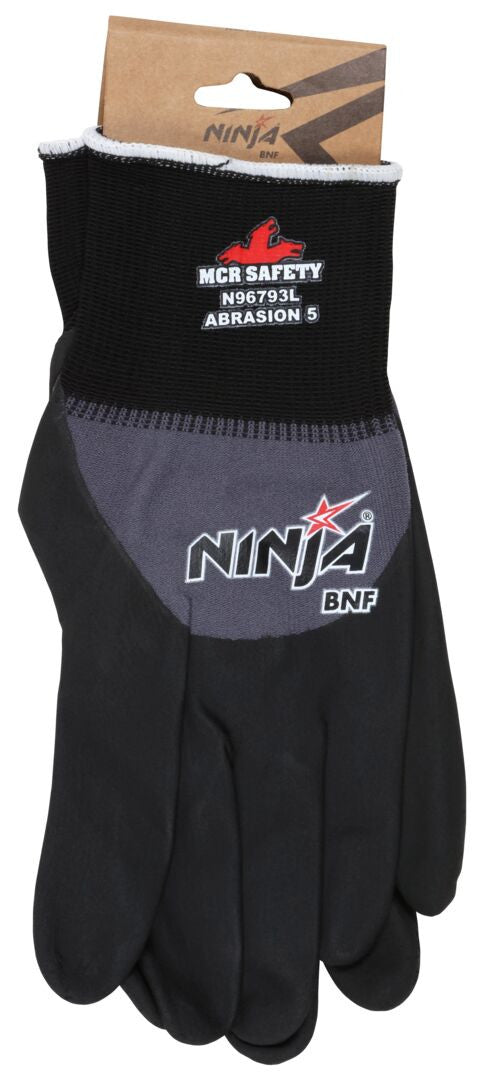 Ninja BNF Work Gloves, 15 Gauge Nylon/Spandex, Breathable Nitrile Foam, 3/4 Coat