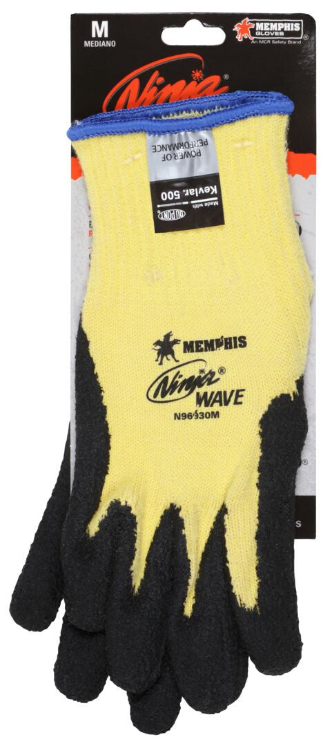 CutPro Ninja Wave Cut-Resistant Gloves, 10-Gauge Kevlar Shell, Nitrile Wave Coated Palm