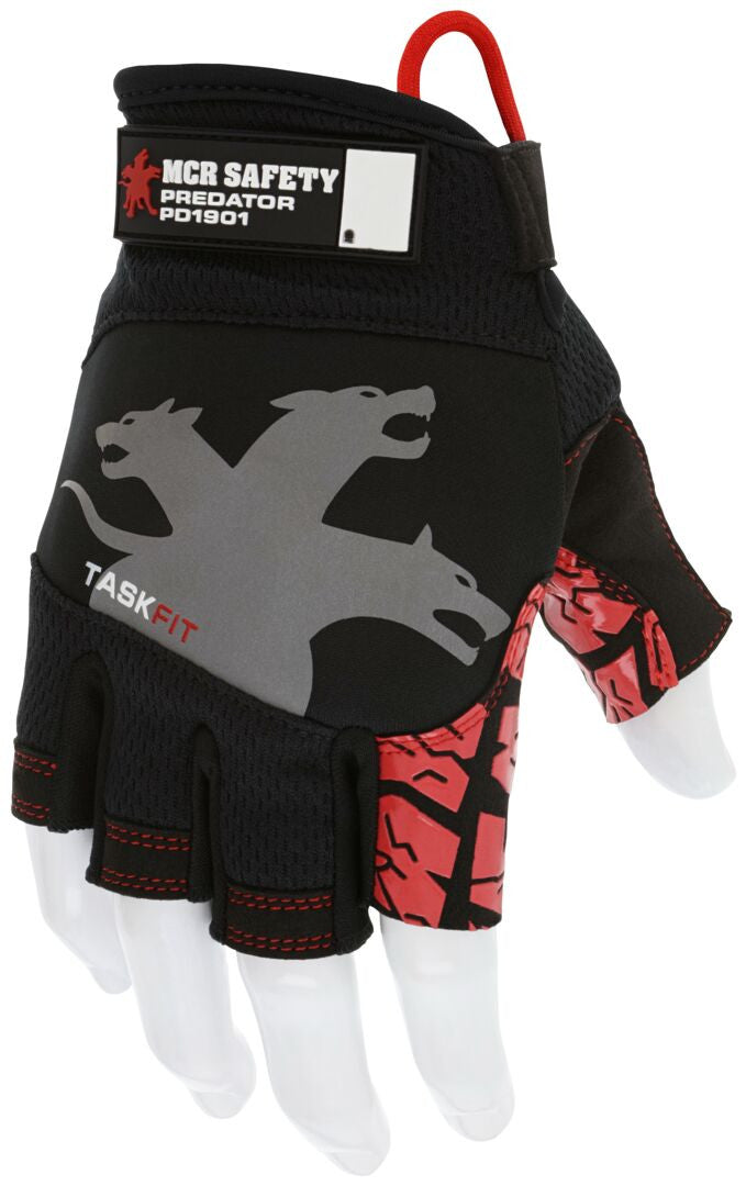 Predator TaskFit Fingerless Mechanics Gloves, Synthetic Leather Palm, Silicone Tire Tread Grip