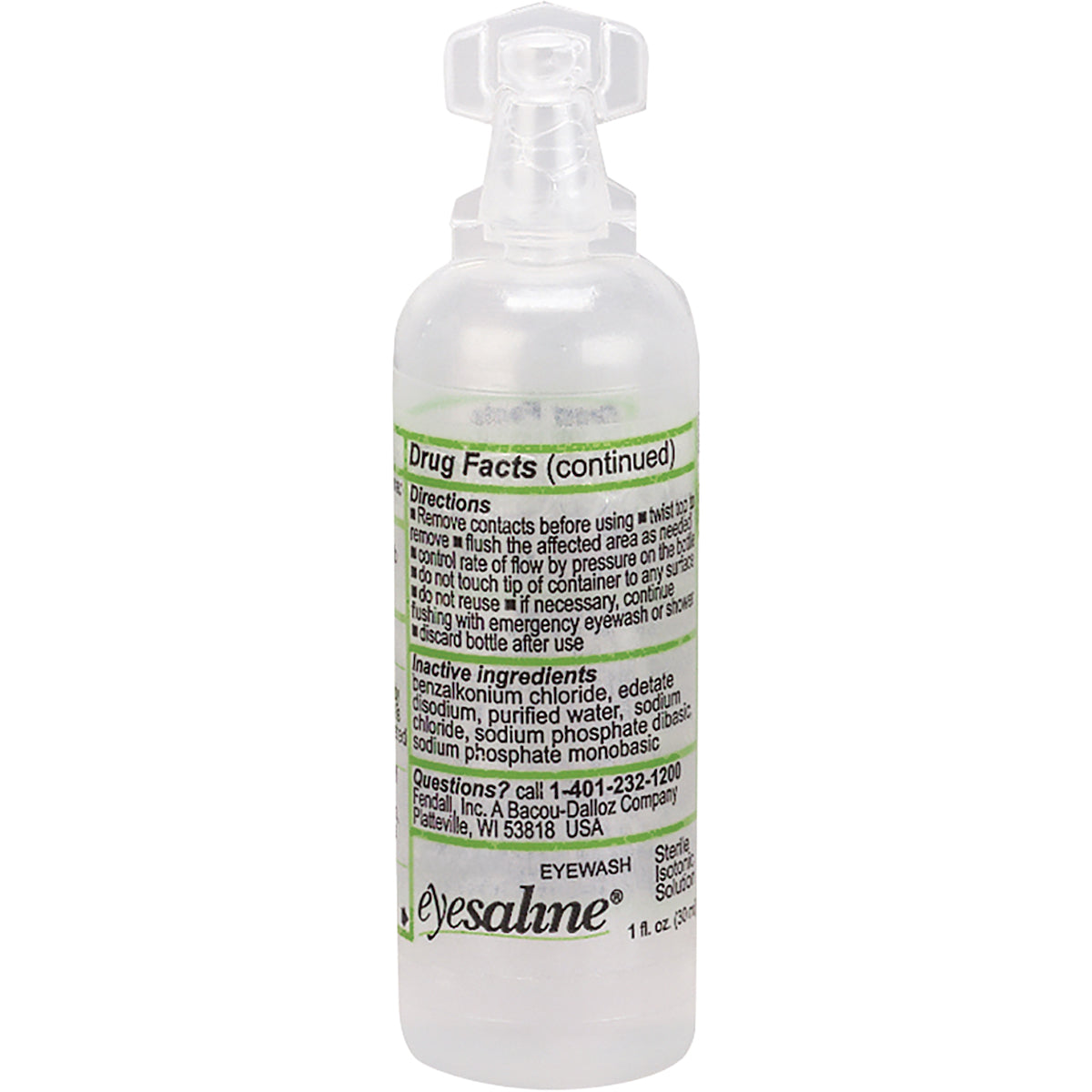 Fendall 32-000451-0000 – 1 oz Bottle Sterile Eyewash Solution - Travel Bag Refill Size