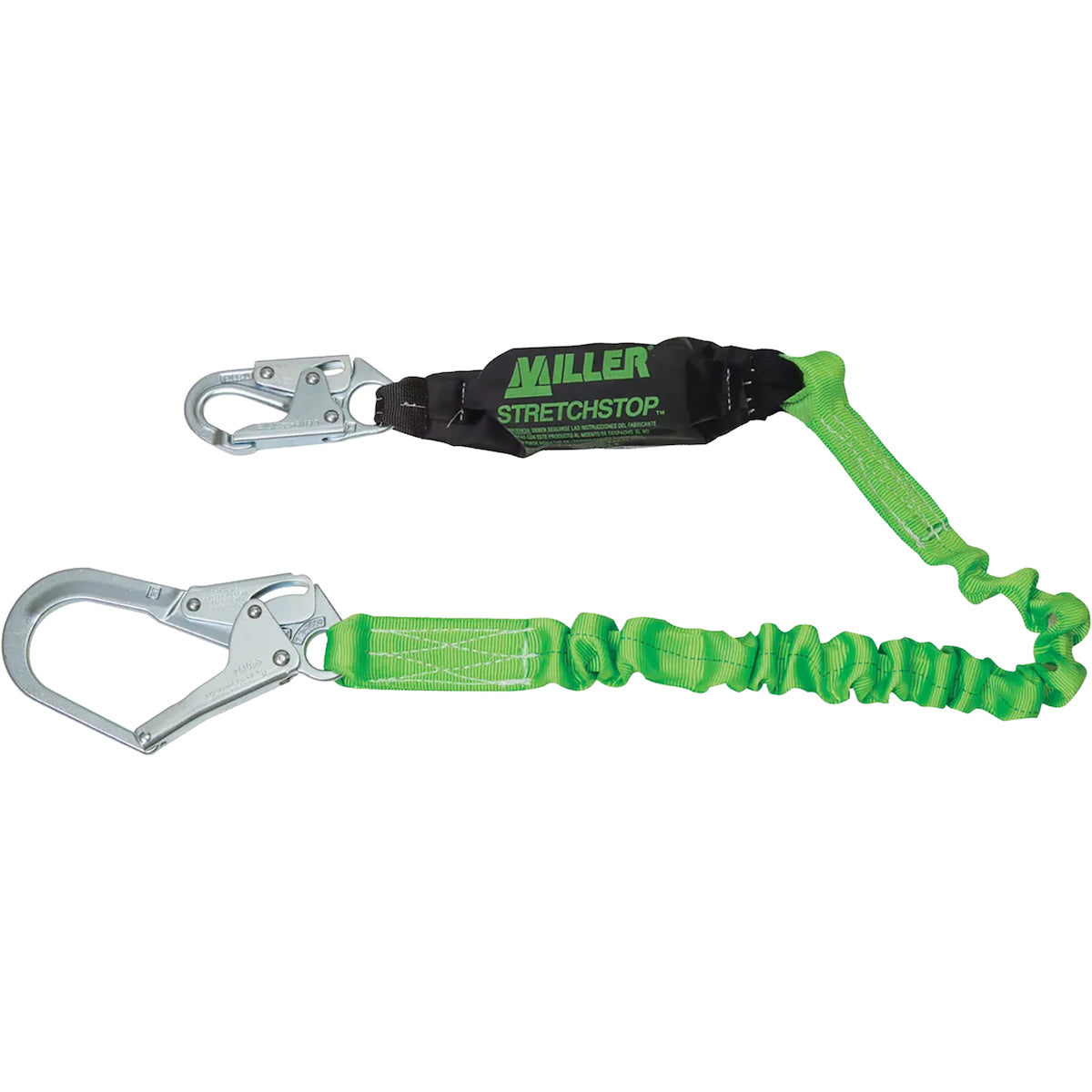 Miller 913RSS-Z7 – Single Leg Stretchable Shock-Absorbing Web Lanyard with Locking Snap Hook and Locking Rebar Hook