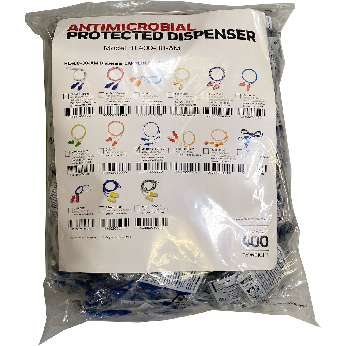 Howard Leight SDT-30-REFILL – Metal Detectable Reusable TPE Corded Ear Plugs Refill - NRR 25