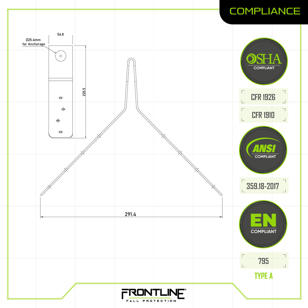 Frontline Fall Frontline ROSU02 Hinged Steel Roof Anchor product image