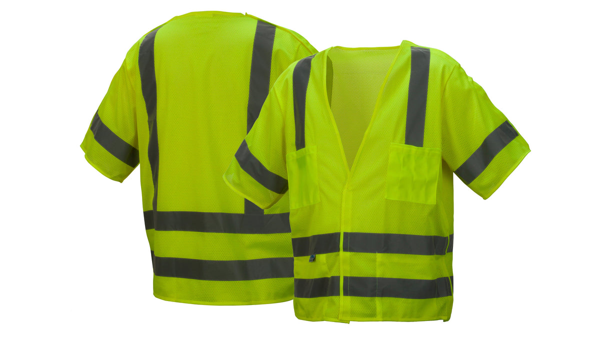 Pyramex RVHL31BR Series Hi-Vis Safety Vests Medium Hi-vis Lime model RVHL3110BRM