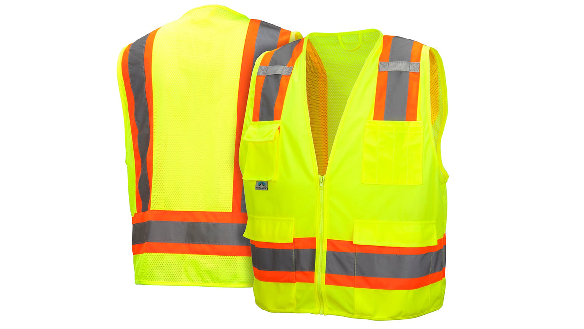 Pyramex RVZ24 Series Hi-Vis Safety Vests 4X-Large Hi-vis Lime model RVZ2410X4