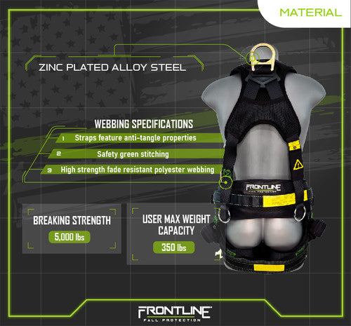 Patriot™ Tower Climbing Harness with Seat Sling, Airflo™ and Quick Connect Buckles - Made in USA 350TWQC