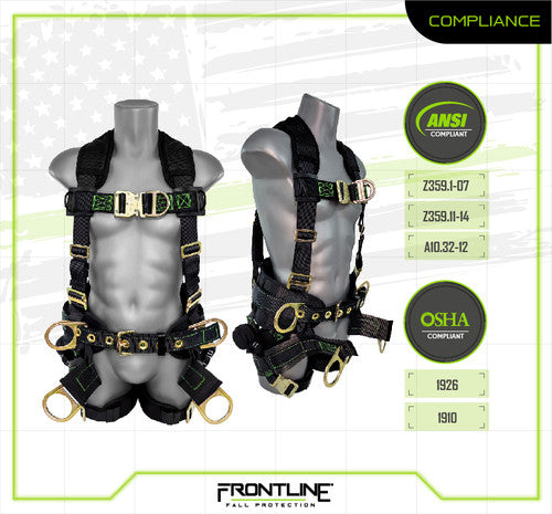 Patriot™ Tower Climbing Harness with Seat Sling, Airflo™ and Quick Connect Buckles - Made in USA 350TWQC