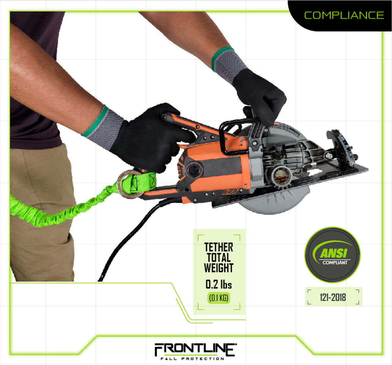 Frontline Fall ACTLS222C ToolGrip™ 22 lbs Tool Lanyard Cinch with D-Ring – Polyurethane Worksite Safety & Industrial Supplies PPE
