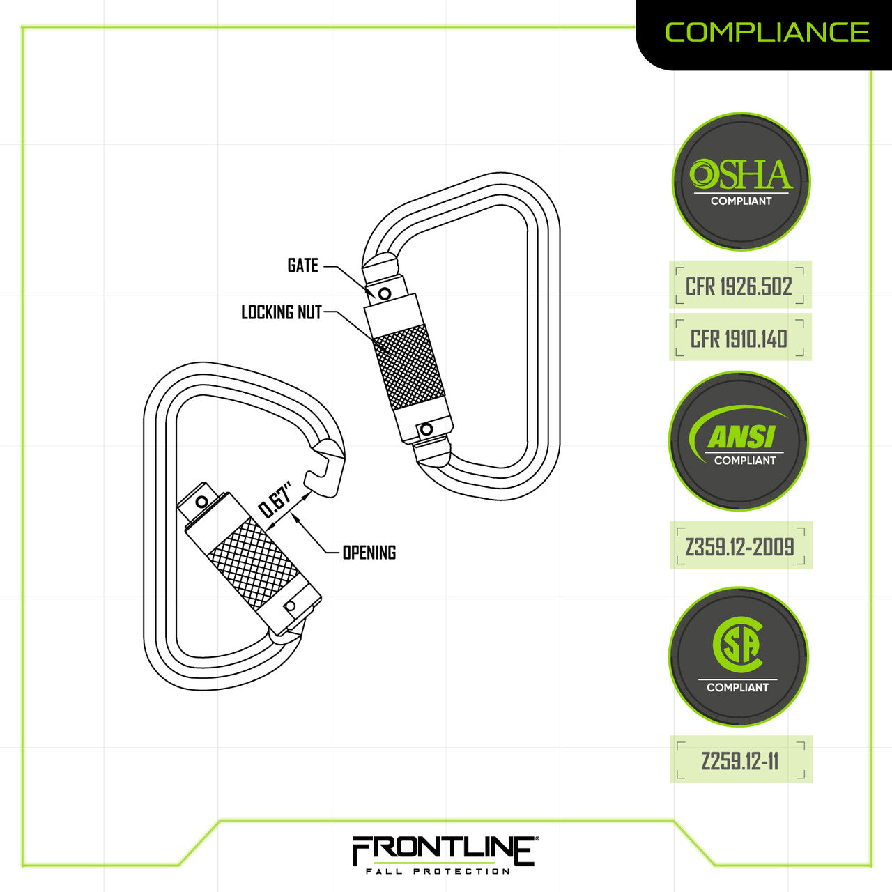 Frontline Fall CAQ117 Frontline Aluminum Quarter Turn Locking Carabiner product image