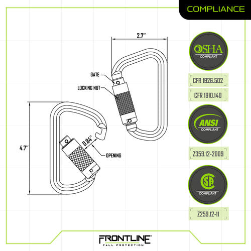Frontline Fall CSQ184 Frontline Steel Quarter Turn-locking Carabiner product image
