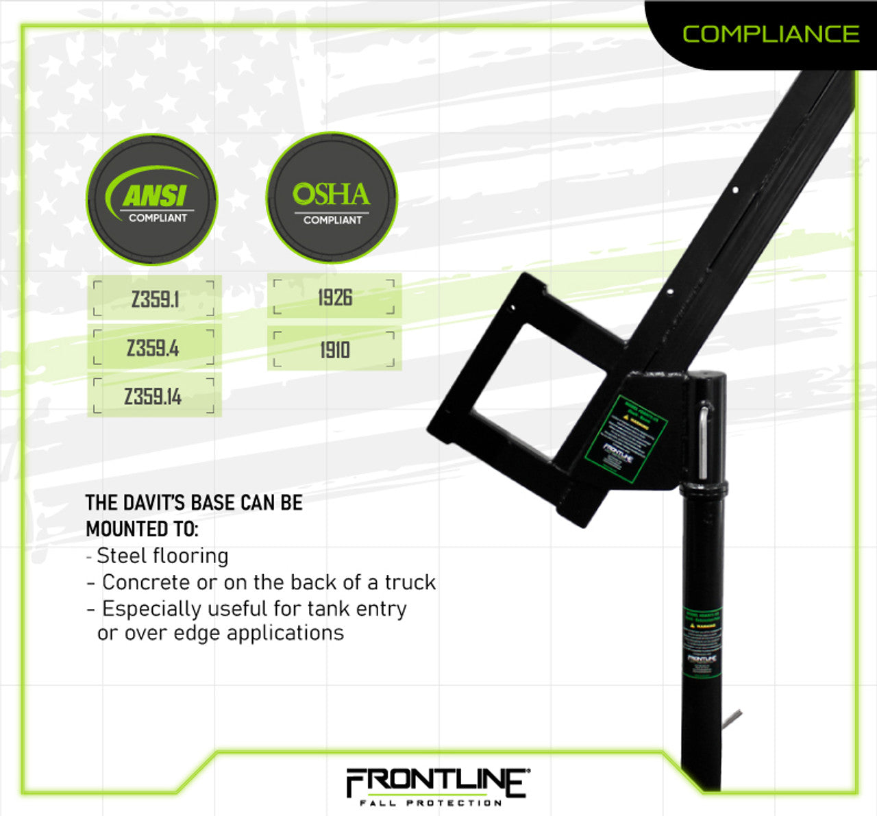 Frontline DAN75-US Patriot™ Davit Confined Space System - Made in USA
