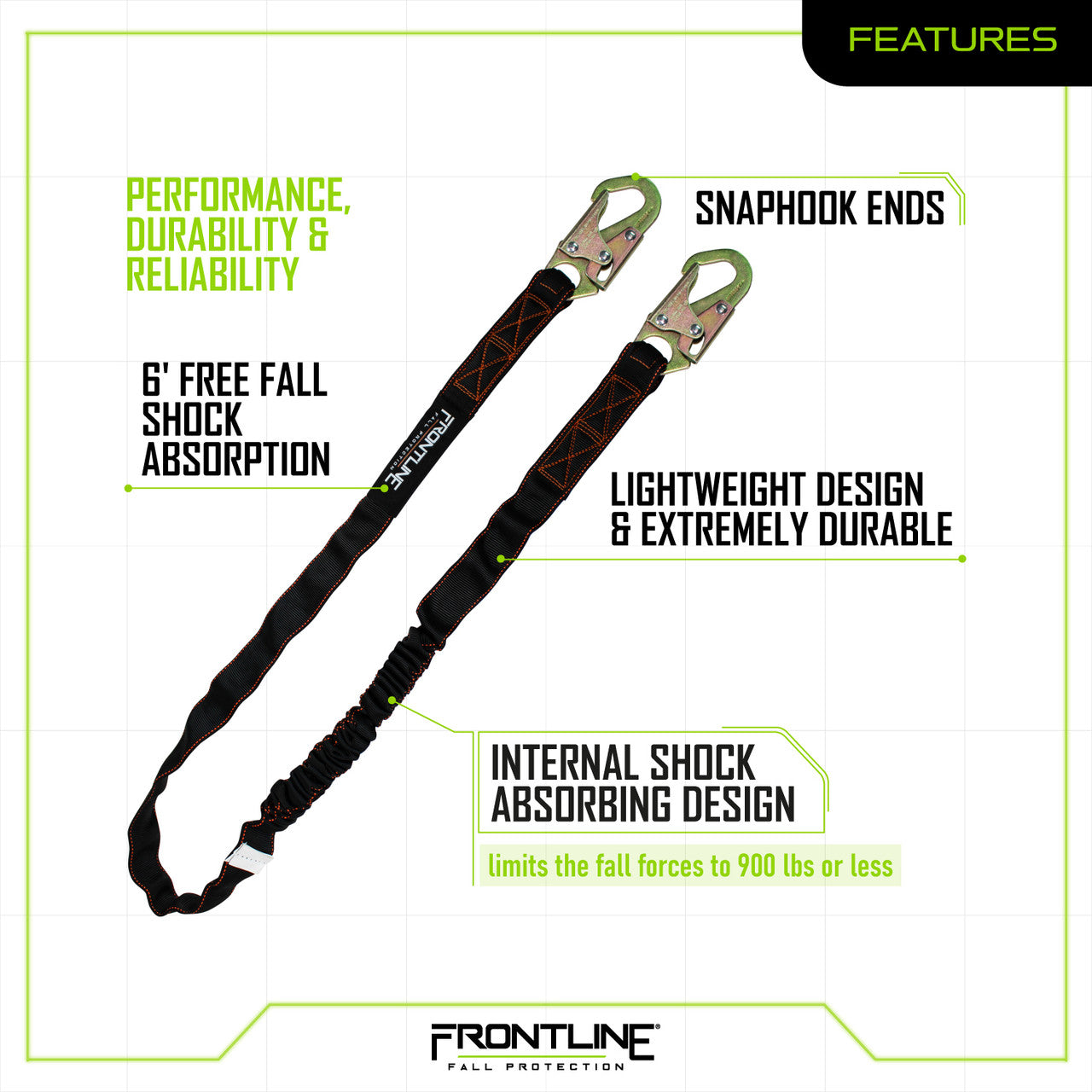 Frontline K100-61S Combat™ Compliance Kit - Harness, 6' Single Leg Lanyard and Drawstring Bag