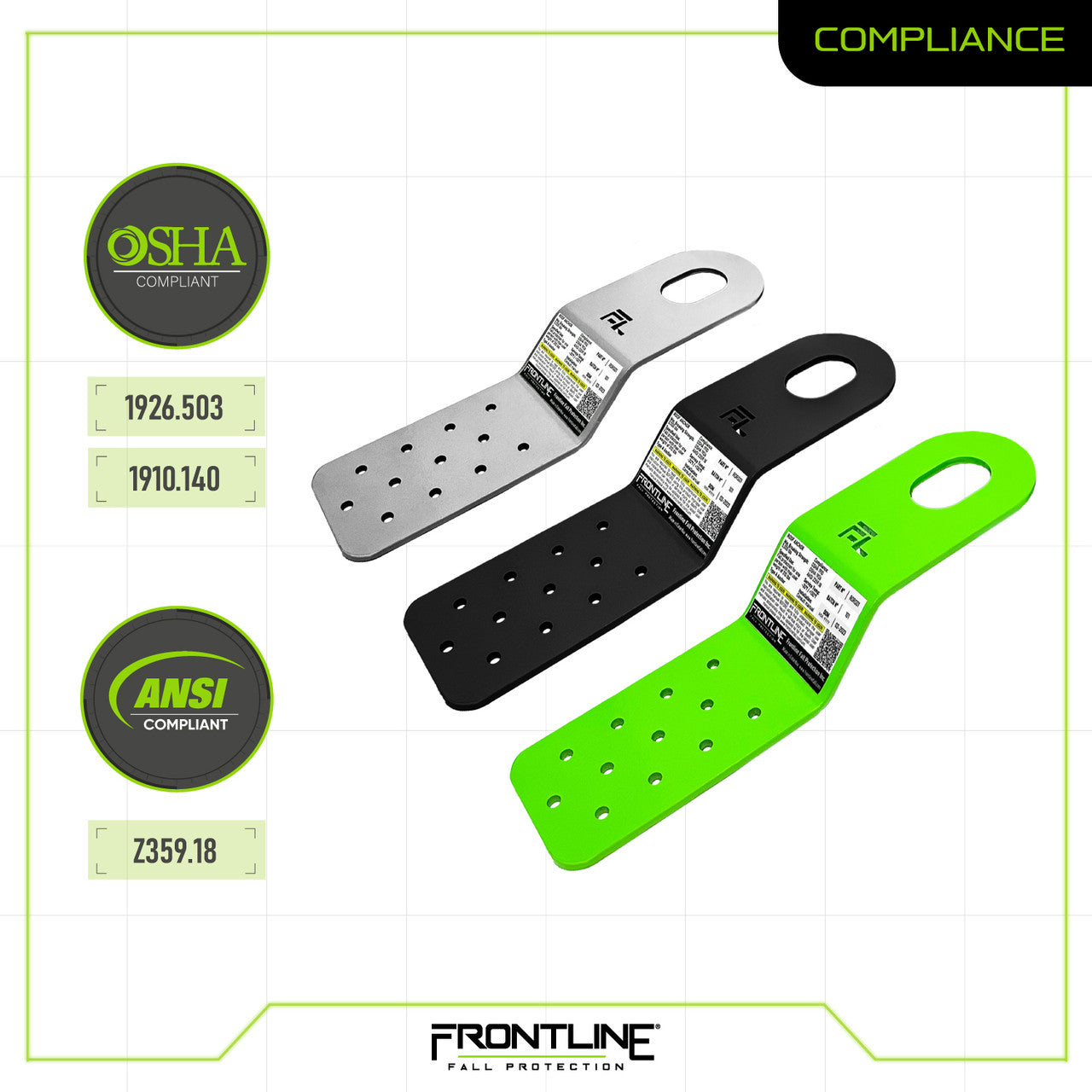 Frontline Fall RORS01GRN Frontline RORS01 Residential PitchFast Roof Anchor - Green product image