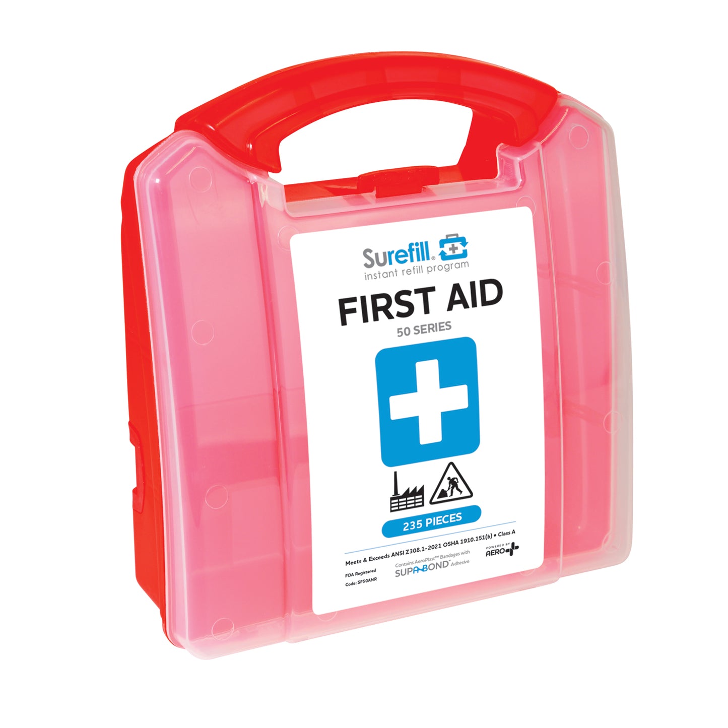 Surefill® 50 Series ANSI A First Aid Kit – Red Translucent Case