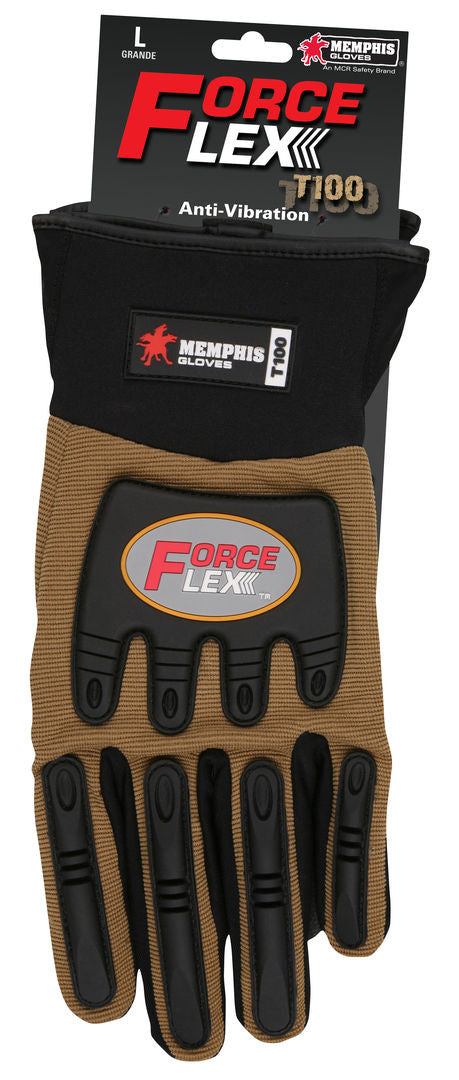 ForceFlex Mechanics Glove, Clarino Synthetic Leather Palm, Anti-Vibration, TPR Impact Protection