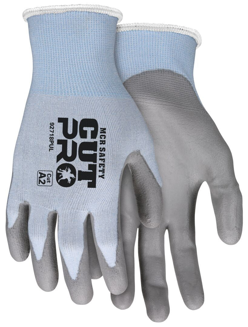 CutPro 18-Gauge HPPE Cut-Resistant Gloves, Polyurethane-Coated Palm, Knit Wrist