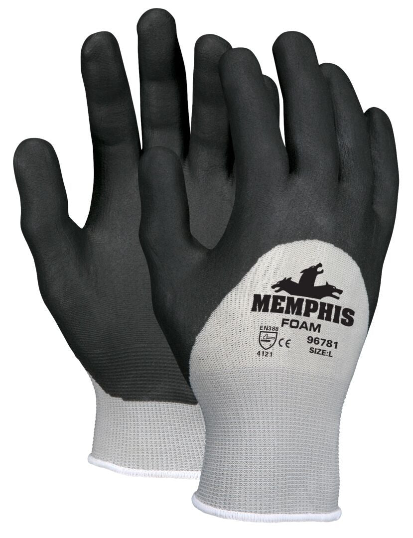 Foam Nitrile-Coated Work Gloves, 13-Gauge Nylon Shell, Knit Wrist - VP96781S