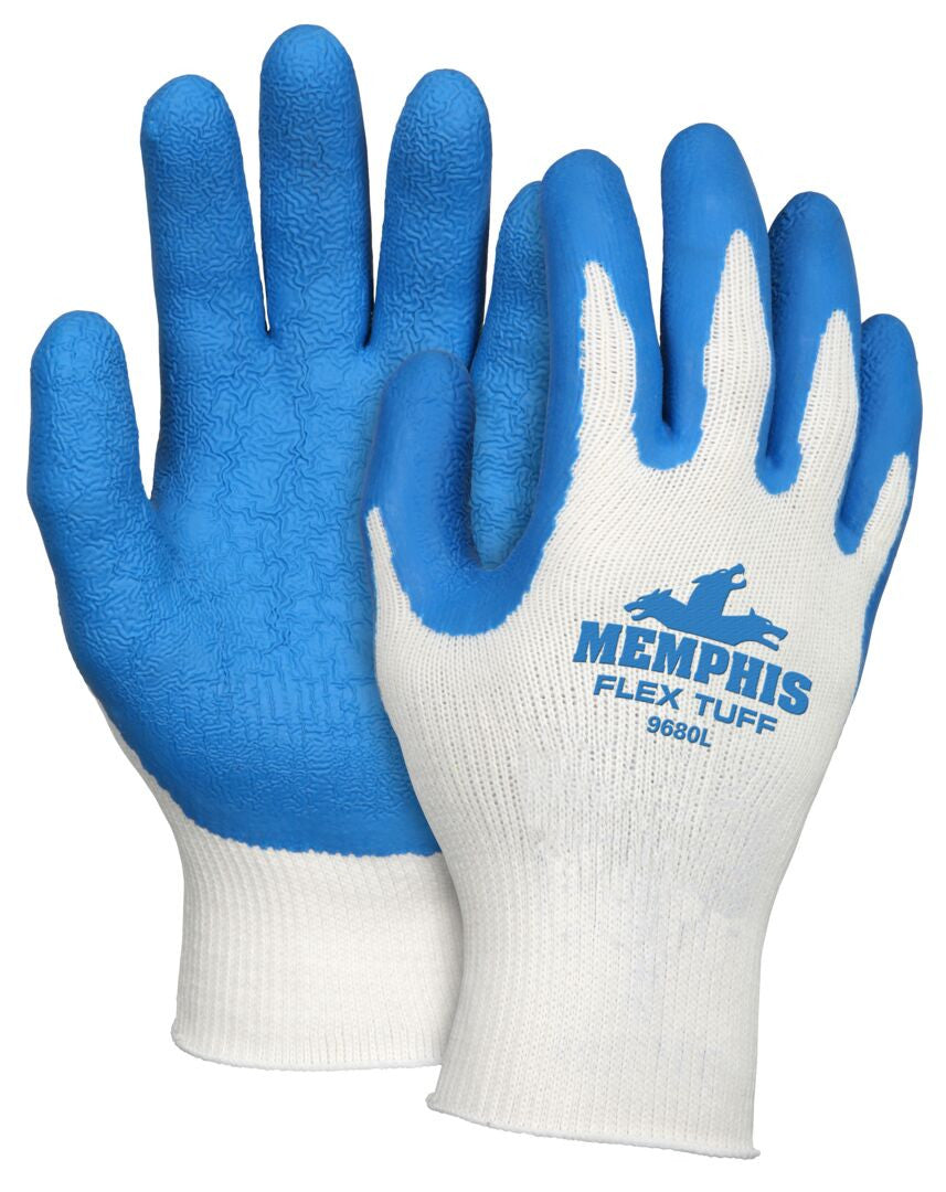 Flex-Tuff Work Gloves, 10 Gauge Cotton Polyester, Latex Palm Dip - VP9680M