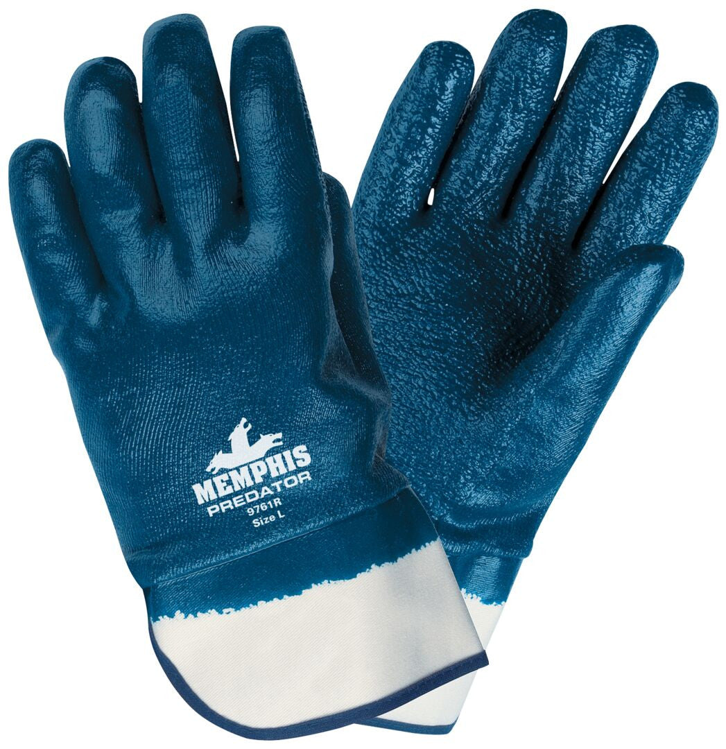 Predator Fully Coated Rough Nitrile Gloves, Jersey Lined, Safety Cuff - VP9761RM