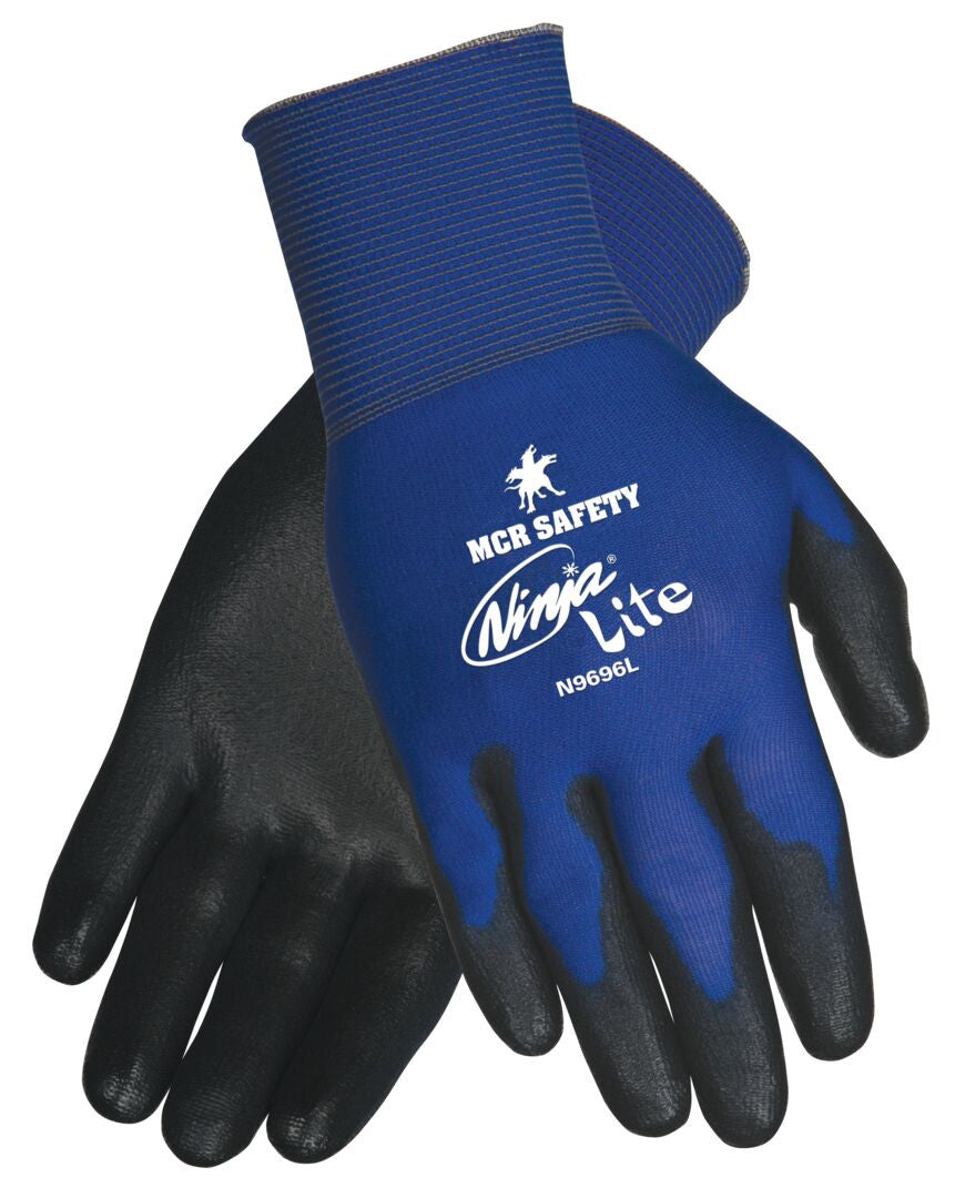 Ninja Lite Work Gloves, 18 Gauge Nylon, Polyurethane-Coated Palm, Knit Wrist - VPN9696M