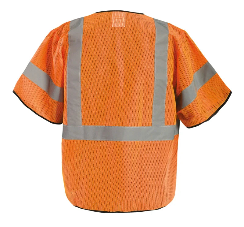 Occunomix Mesh Standard Vest W/Zipper Hi-Vis Safety Vests Orange 4X/5X model ECO-GCZ3-O4/5X