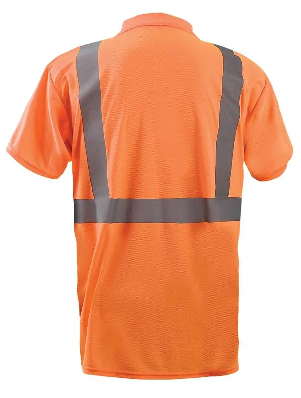 Occunomix Short Sleeve Wicking Birdseye Polo Shirt W/Pocket Hi-Vis Shirts Orange XL model LUX-SSPP2B-OXL