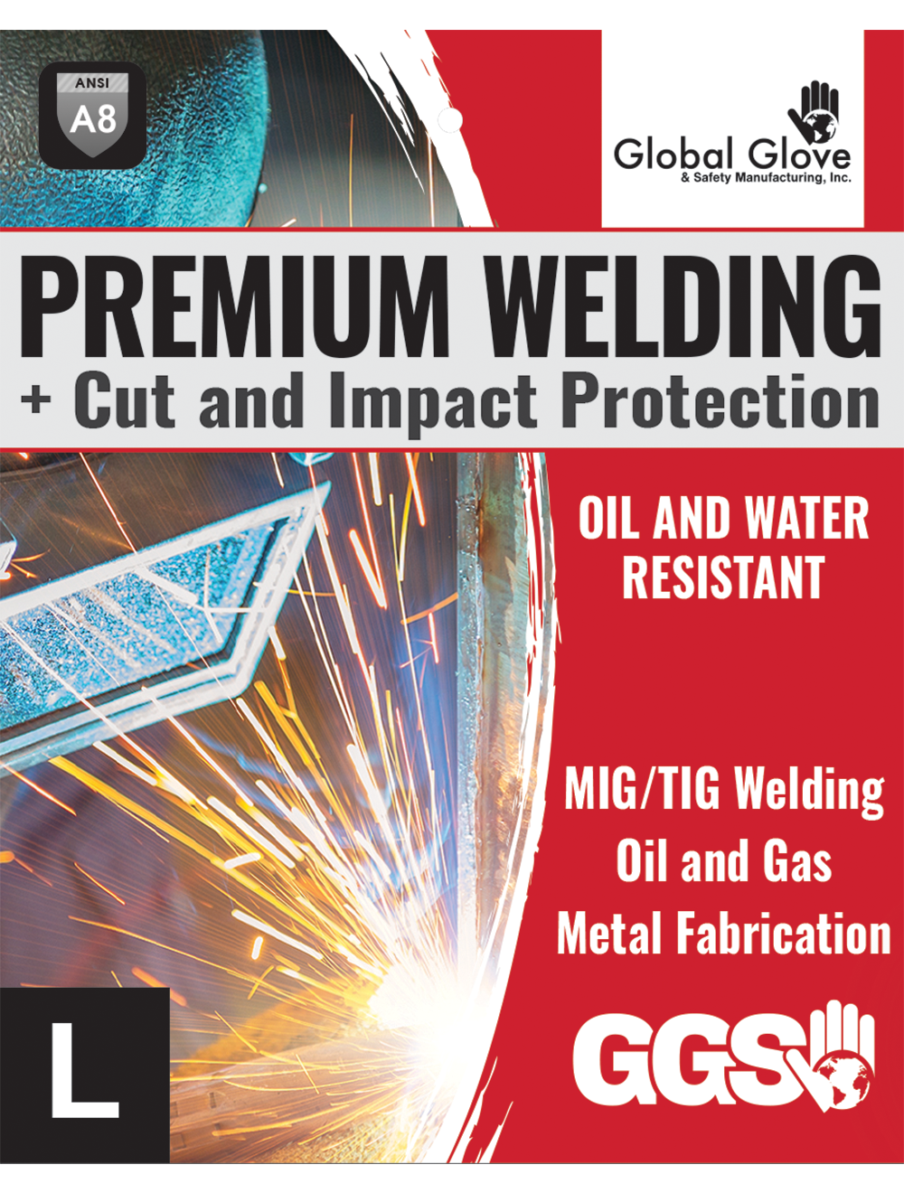 Global Glove - CIA200MTG - MIG/TIG Welding Gloves - cut level A8 - black