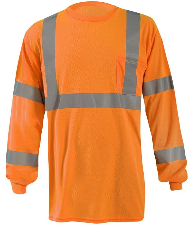 Occunomix Long Sleeve Wicking Birdseye X-Back T-Shirt Hi-Vis Shirts Orange XL model LUX-LSTP3BX-OXL