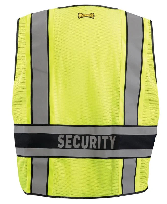 Occunomix Deluxe Solid/Mesh Breakaway Public Safety Vest W/Dor Security Hi-Vis Safety Vests Yellow XL model LUX-DPSSE-DOR-X