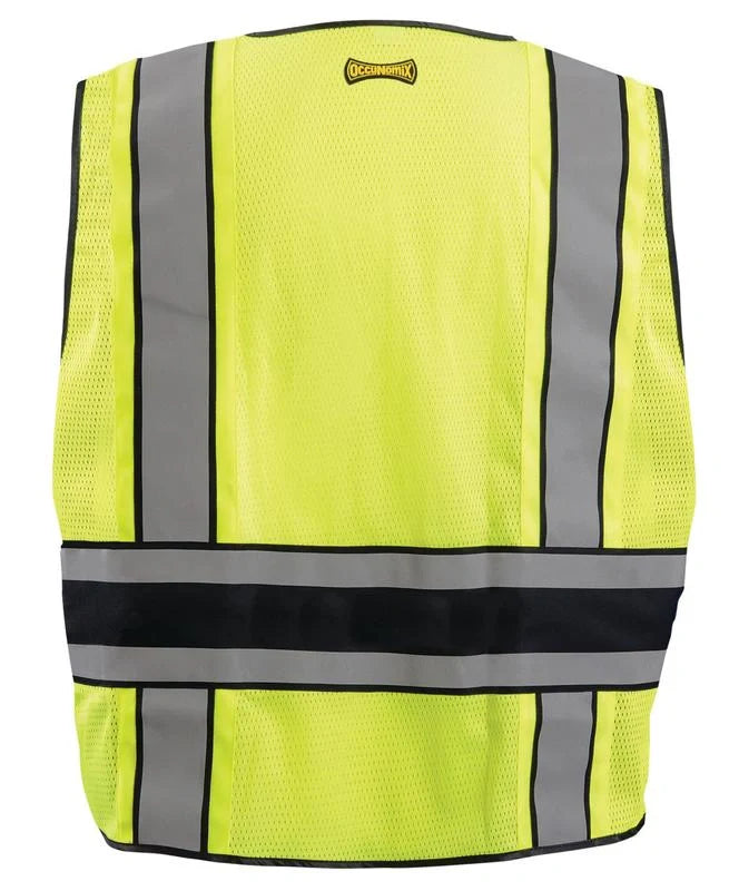 Occunomix Deluxe Solid/Mesh Breakaway Public Safety Vest W/Dor Plain Hi-Vis Safety Vests Yellow XL model LUX-DPS-DOR-XL
