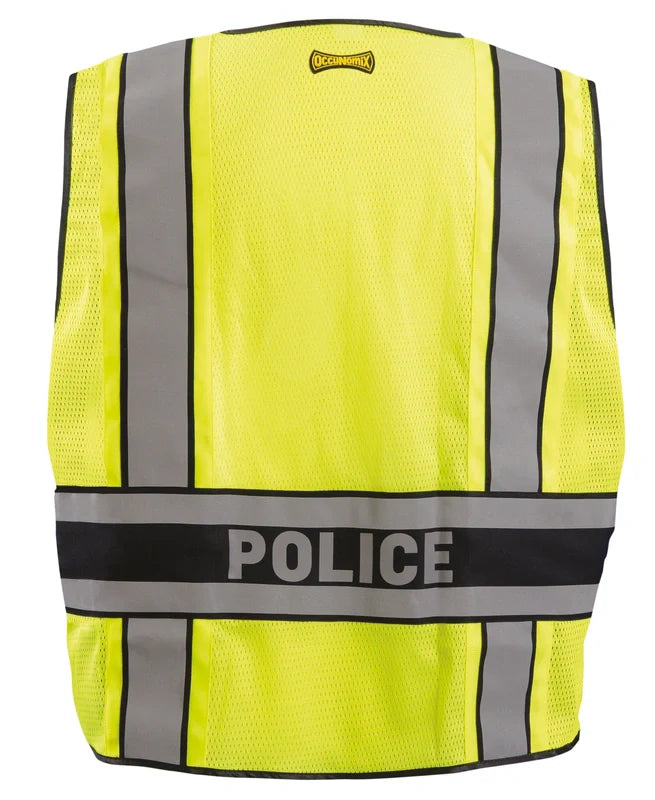 Occunomix Deluxe Solid/Mesh Breakaway Public Safety Vest W/Dor Police Hi-Vis Safety Vests Yellow XL model LUX-DPSP-DOR-XL