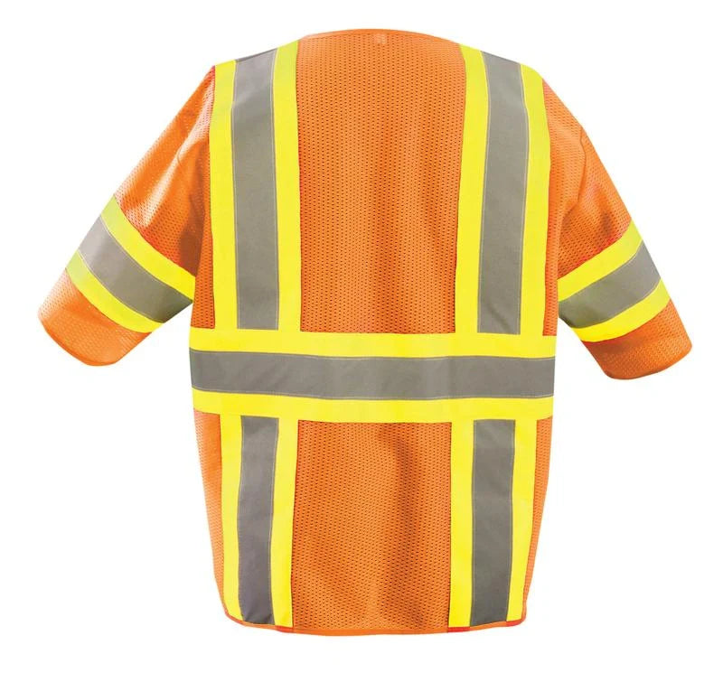 Occunomix Mesh Two-Tone Vest W/Zipper Hi-Vis Safety Vests Orange XL model ECO-IMZ32T-OXL