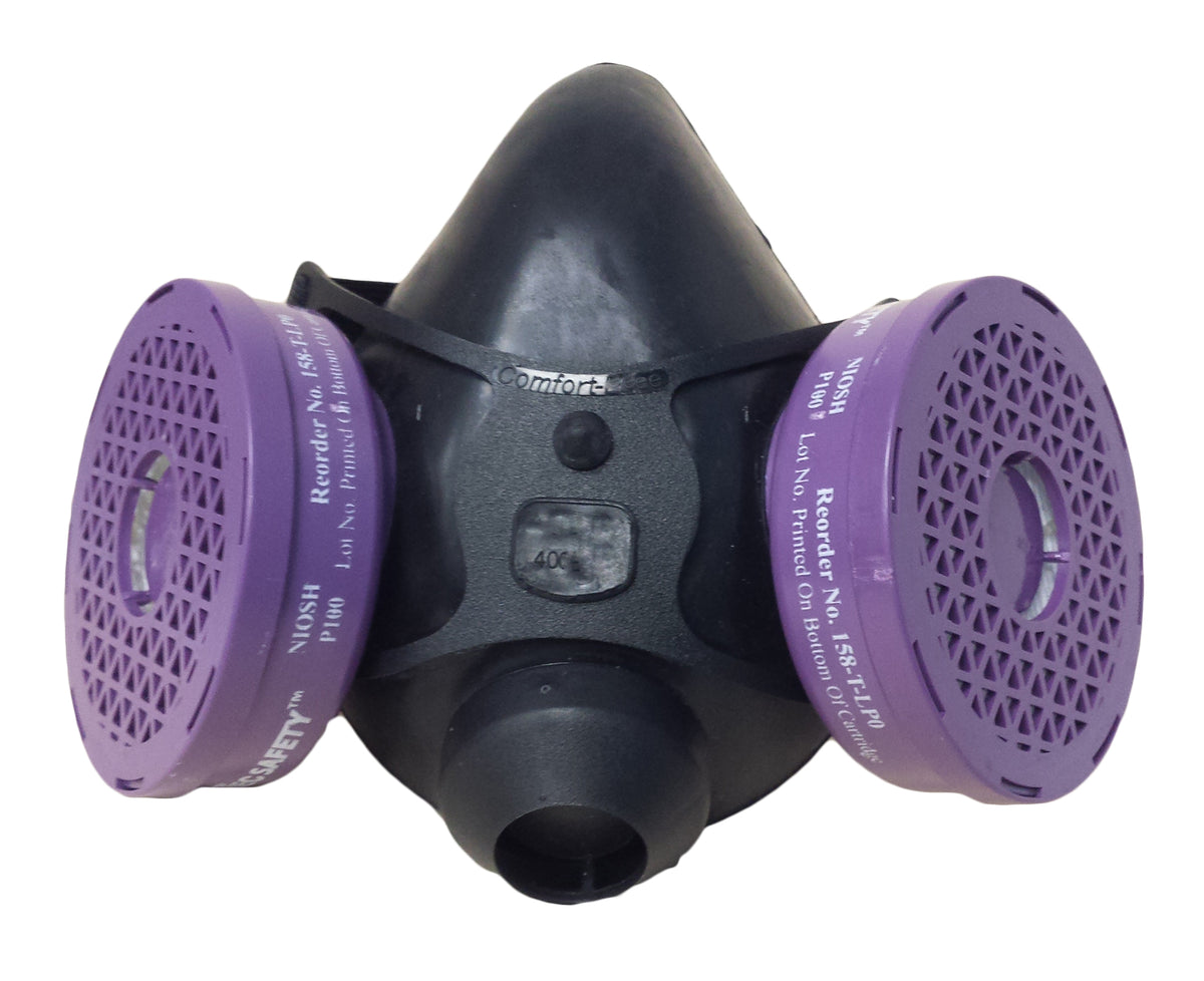 Comfort-Air 400 Series Half Mask Respirator with P100 Cartridges - Medium/Large - Clamshell - 4MLLP0CAM - DenTec