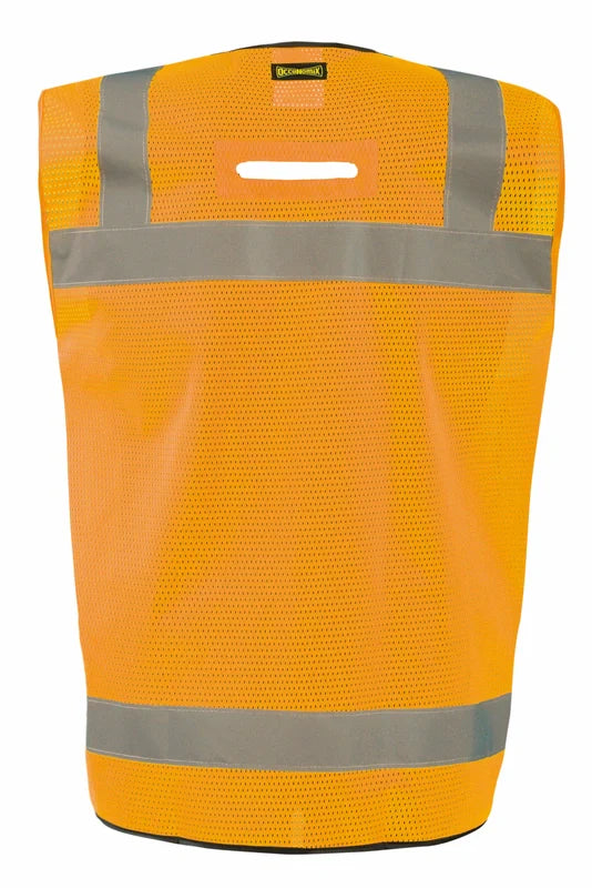 Occunomix Mesh Black Bottom Surveyor Vest W/Zipper Hi-Vis Safety Vests Orange XL model LUX-LTGCSBK-OXL