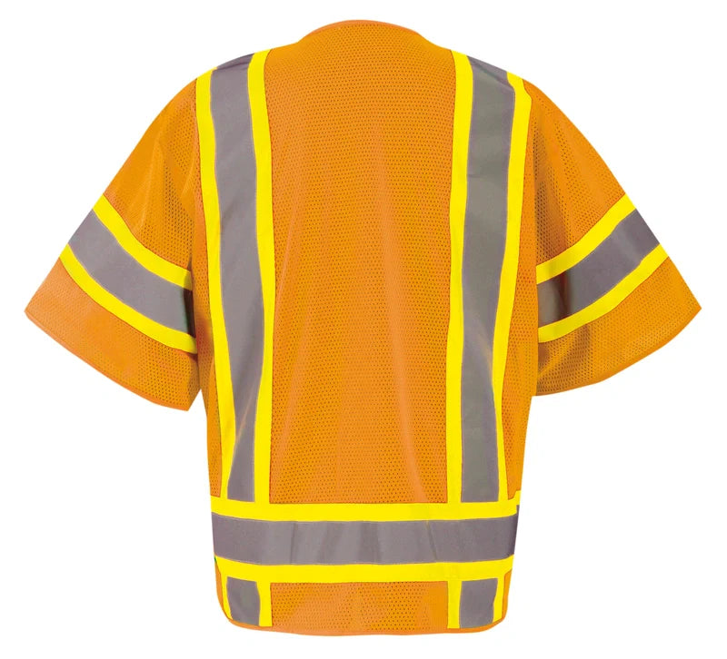 Occunomix Mesh Two-Tone Surveyor Vest w/Zipper Hi-Vis Safety Vests Yellow XL model ECO-SIMZ32T-YXL