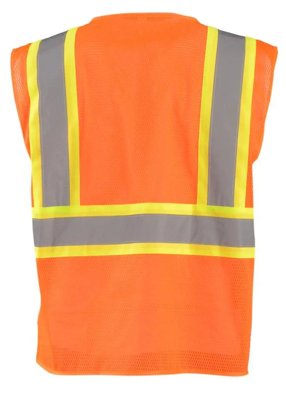 Occunomix Mesh Two-Tone Vest W/Zipper Hi-Vis Safety Vests Orange XL model ECO-IM2TZ-OXL