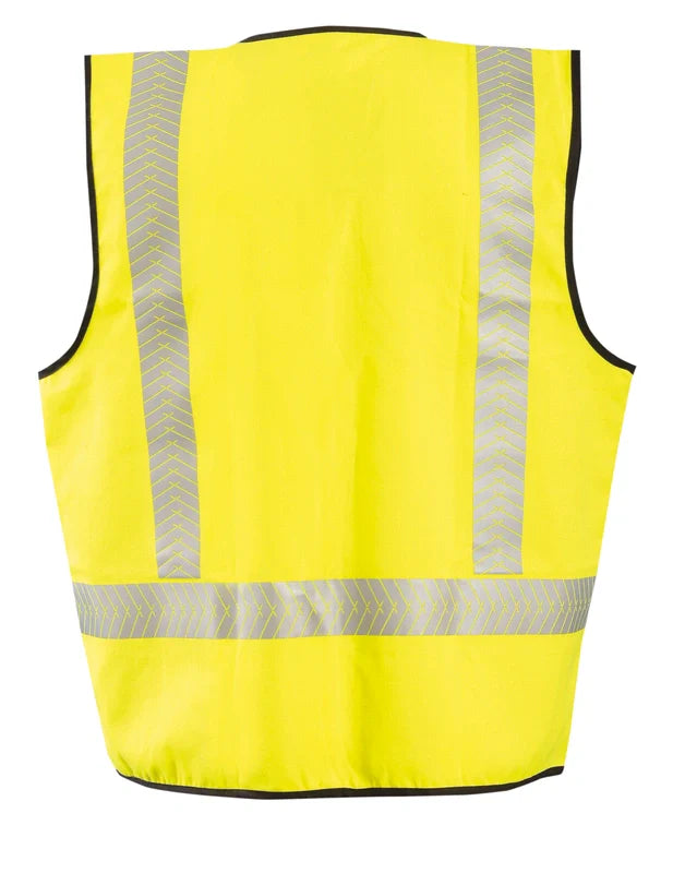 Occunomix Flame Resistant Black Bottom OCX Patented Segmented Dual Stripe Mesh Vest Flame Resistant Safety Apparel Yellow L