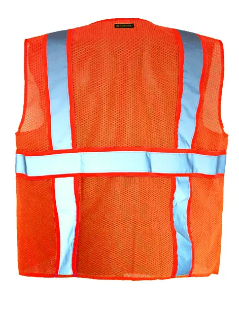 Occunomix Solid/Mesh Two-Tone Surveyor Vest W/Zipper Hi-Vis Safety Vests Orange XL model LUX-ATRNSM-OXL