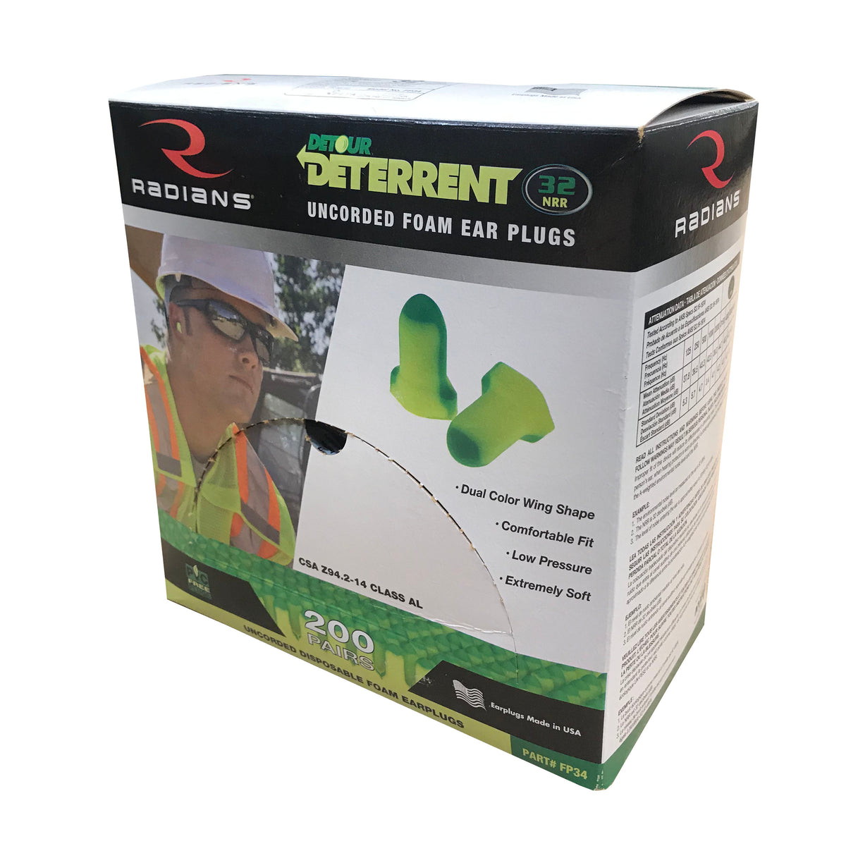 Radians FP34 - Deterrent® 32 Disposable Foam Earplugs - Uncorded - additional view